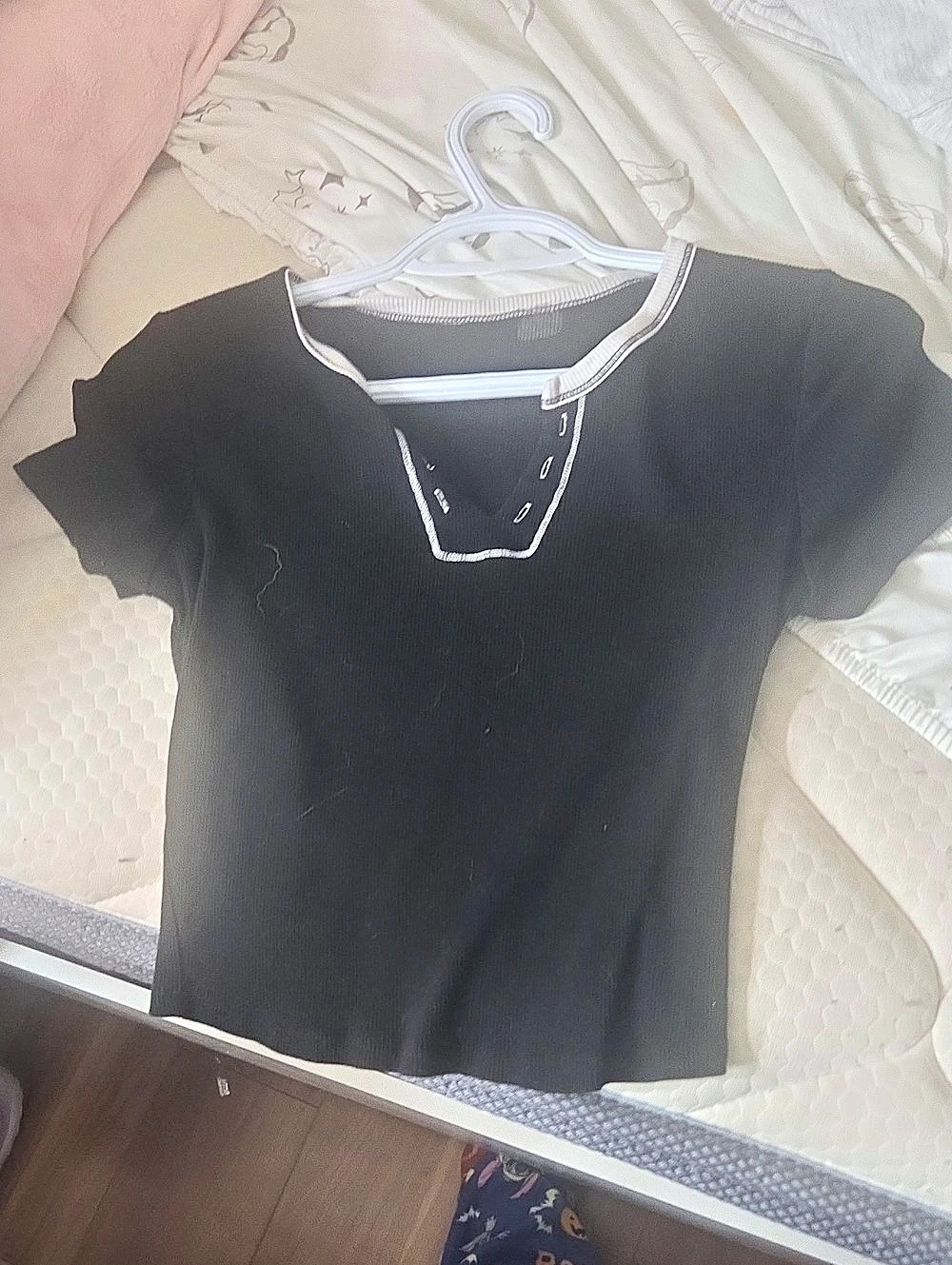 Women's Black Short Sleeve Top